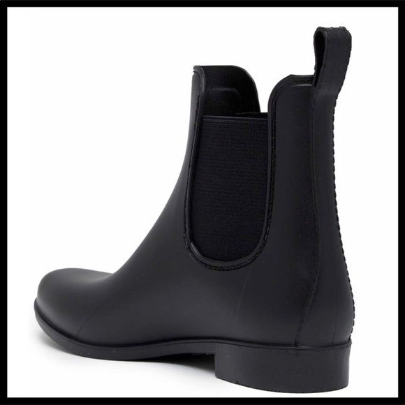BLACK WATERPROOF ANKLE BOOTIES SHORT RAIN BOOTS - Picture 13 of 16